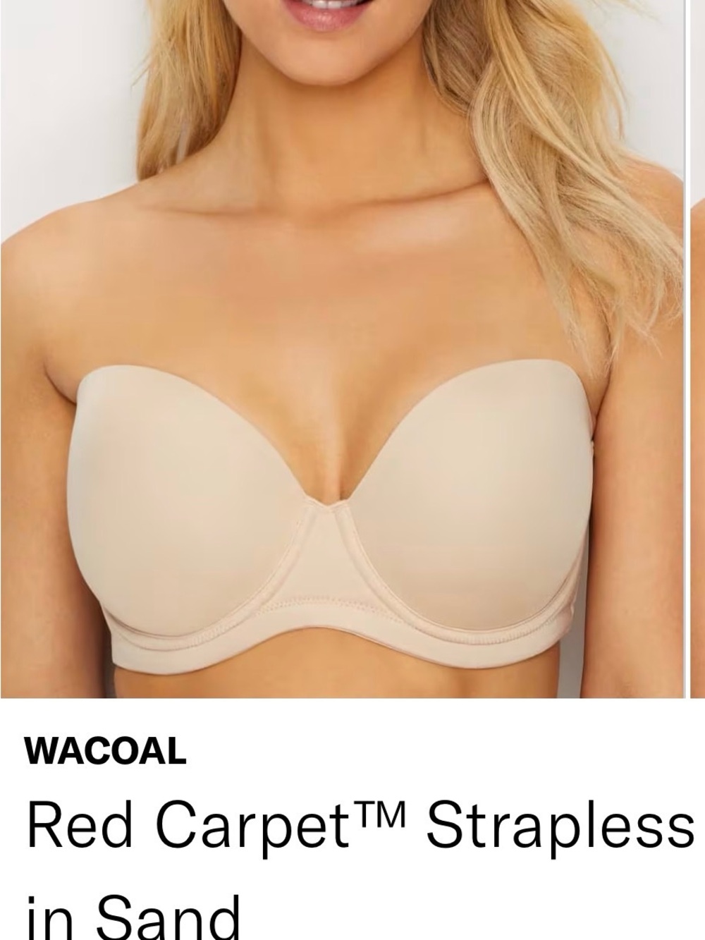 NWT WACOAL RED CARPET full coverage Underwire Strapless Bra 34H